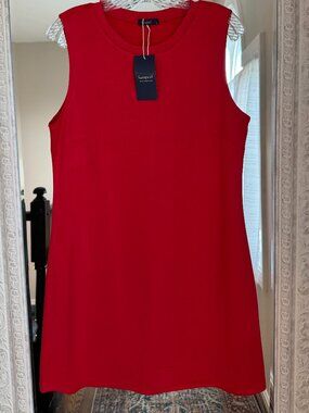 Red Sleeveless Swing Dress, Casual, Vacation, Summer, Minimalist, NWT L #74